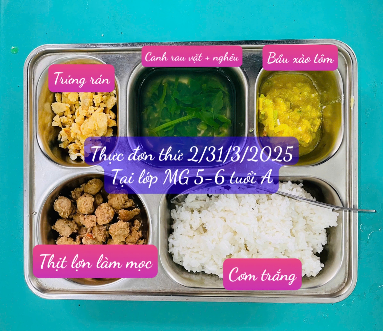 Thực đơn tuần 1 tháng 4 năm 2025